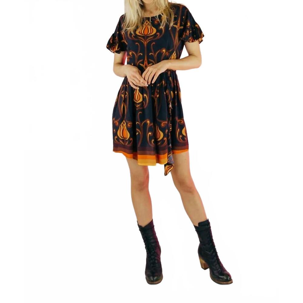 NEW LENNI THE LABEL sugar mini dress in deco black